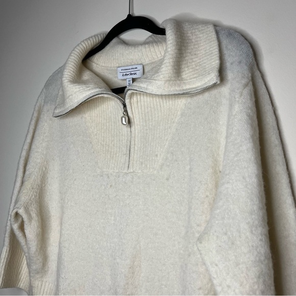 & OTHER STORIES Pearl Wool Alpaca Cozy Fall Cream Quarter Zip Up Sweater Jumper - Picture 2 of 10